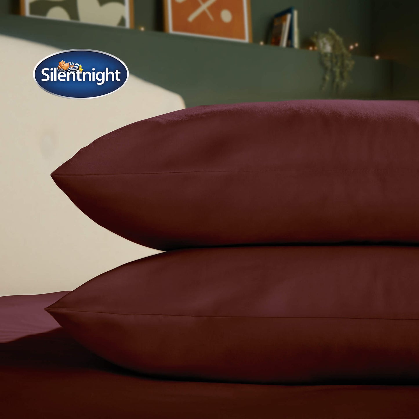 Silentnight Brushed Cotton Burgundy Pillowcase Pair