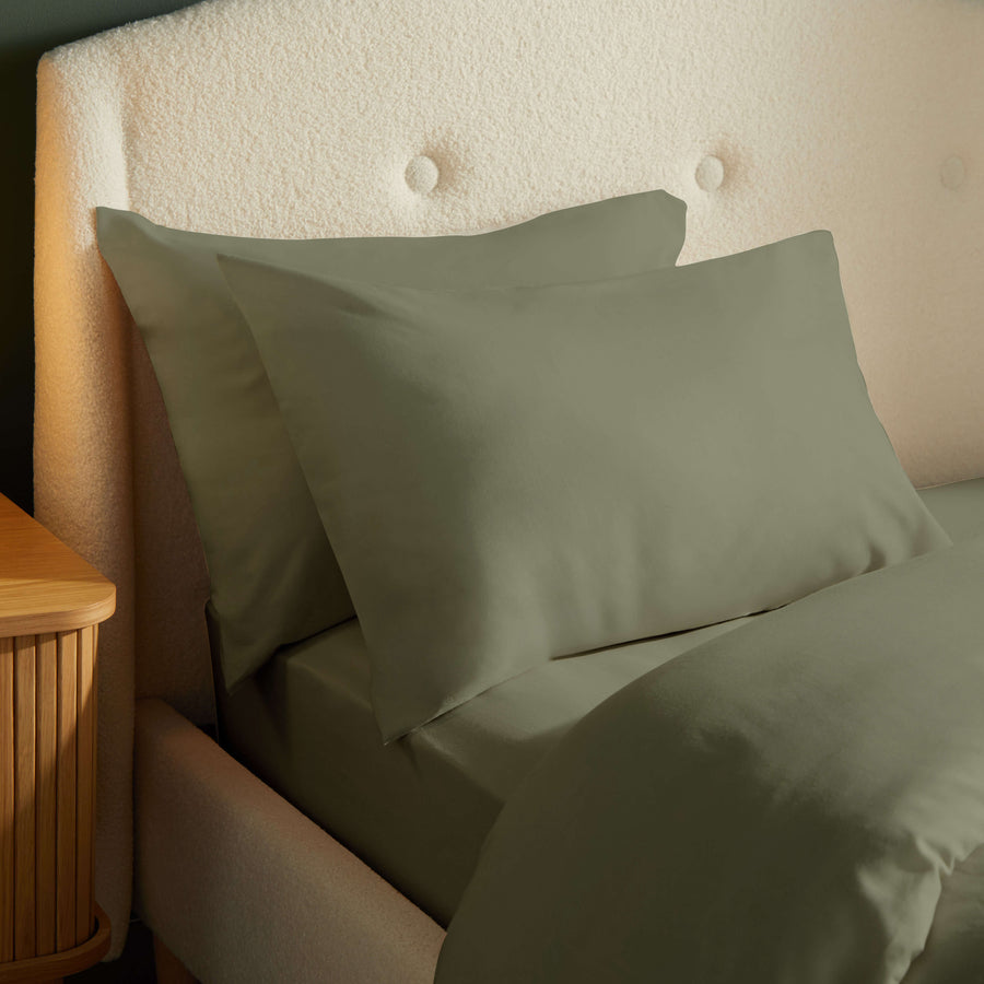 Silentnight Brushed Cotton Green Pillowcase Pair