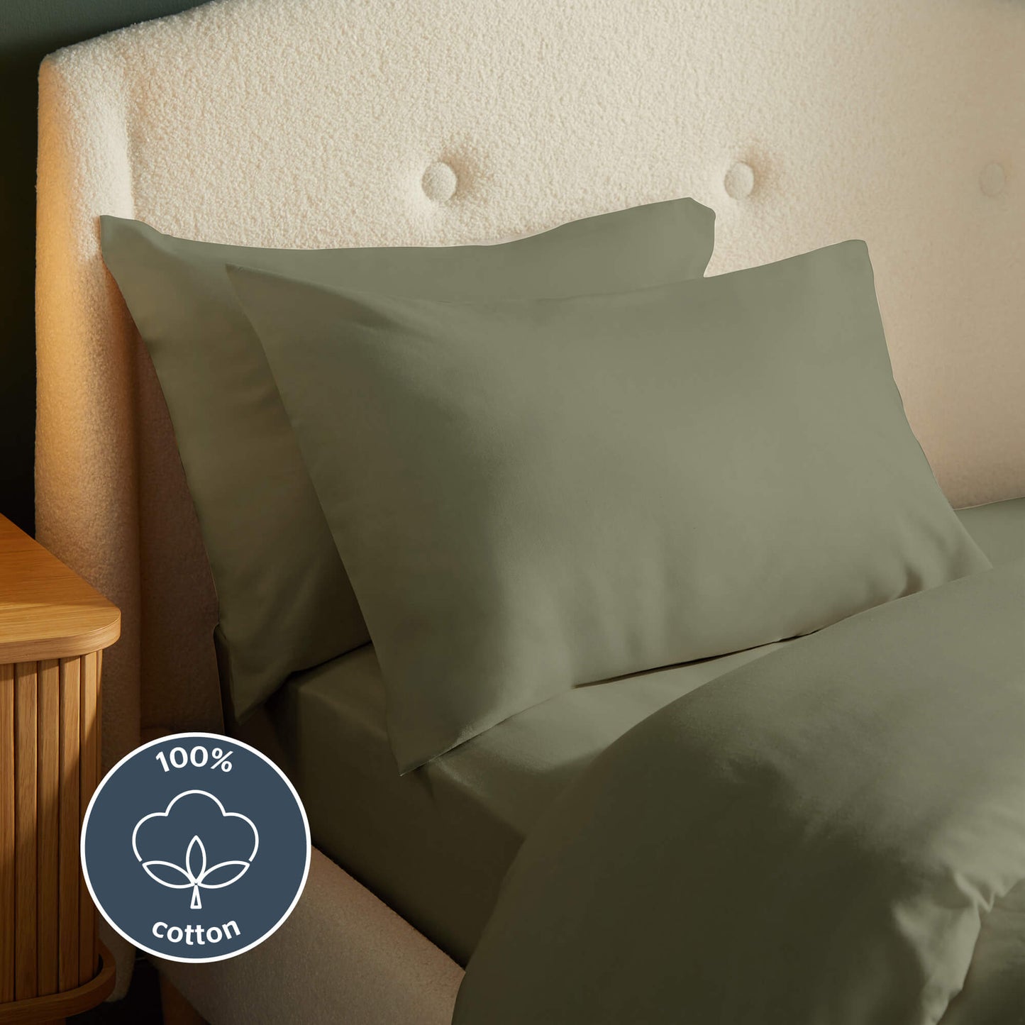Silentnight Brushed Cotton Green Pillowcase Pair