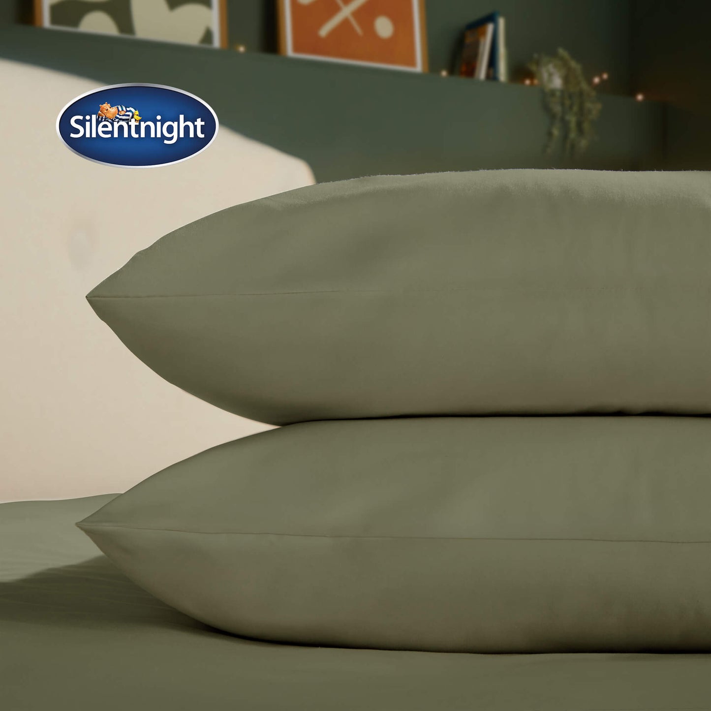 Silentnight Brushed Cotton Green Pillowcase Pair