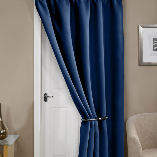 Cali Navy Blue Thermal Blackout Eyelet Door Curtain