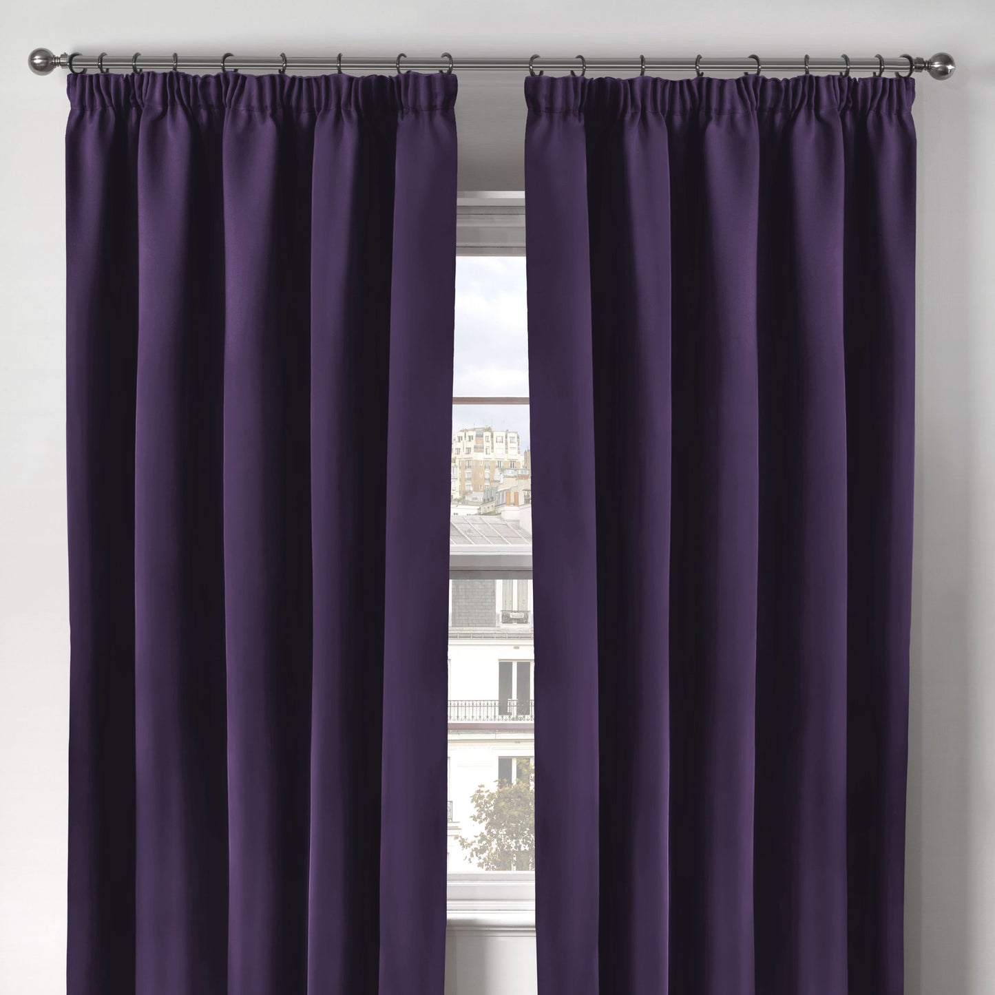 Cali Amethyst Purple Thermal Blackout Pencil Pleat Curtains