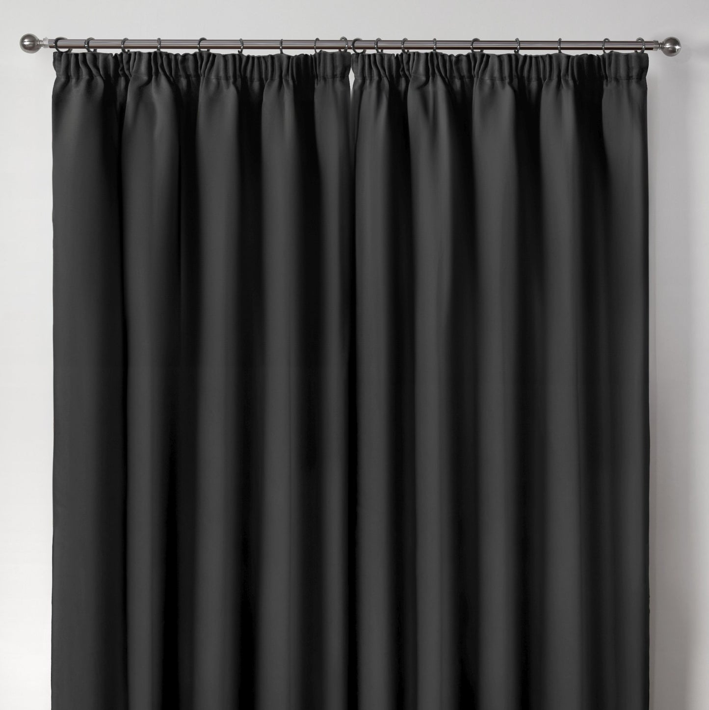 Cali Black Thermal Blackout Pencil Pleat Curtains