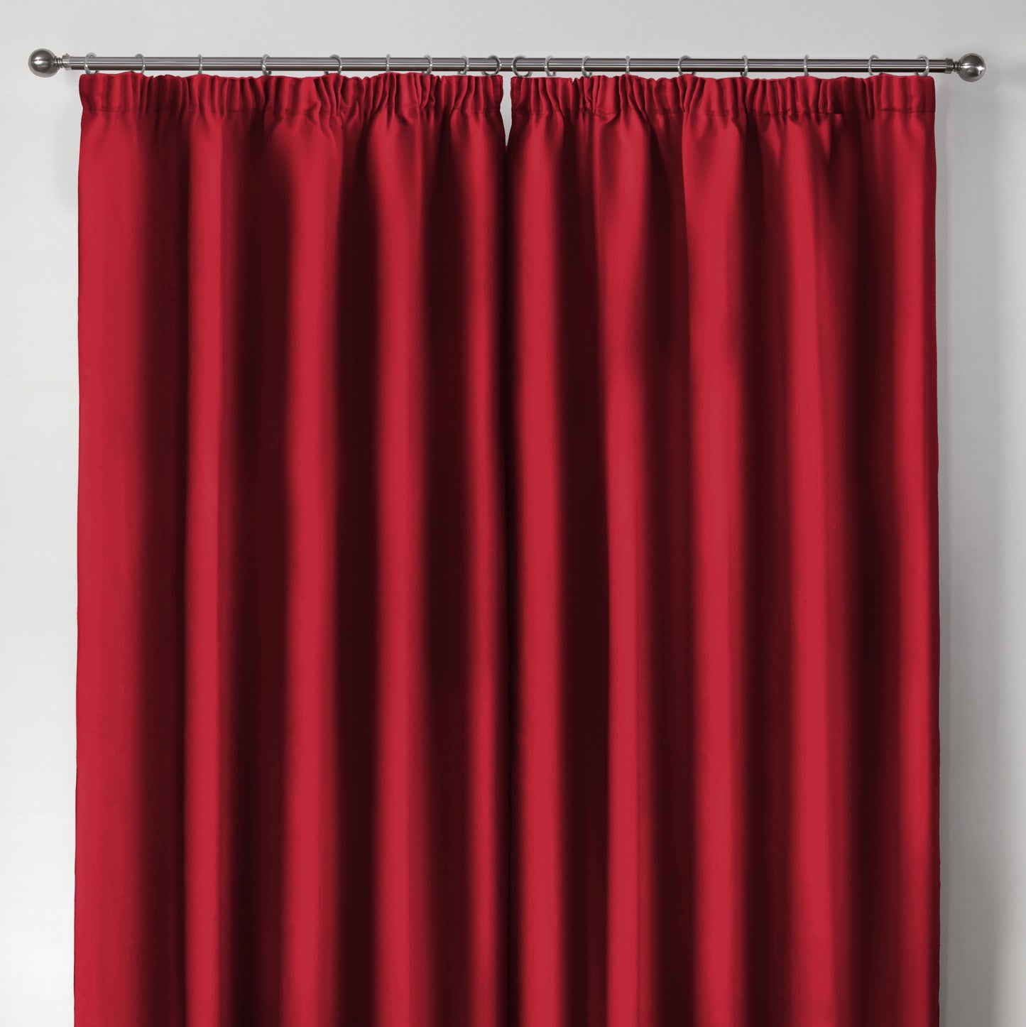 Cali Red Thermal Blackout Pencil Pleat Curtains