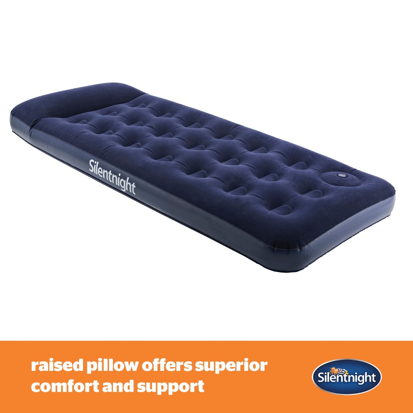 Silentnight Camping Collection Blue Flock Airbed with Built In Foot Pump