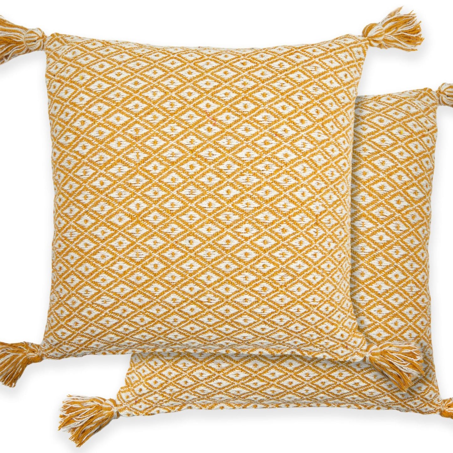 Casablanca Ochre Recycled Cotton Cushion Covers Pair (43cm x 43cm)