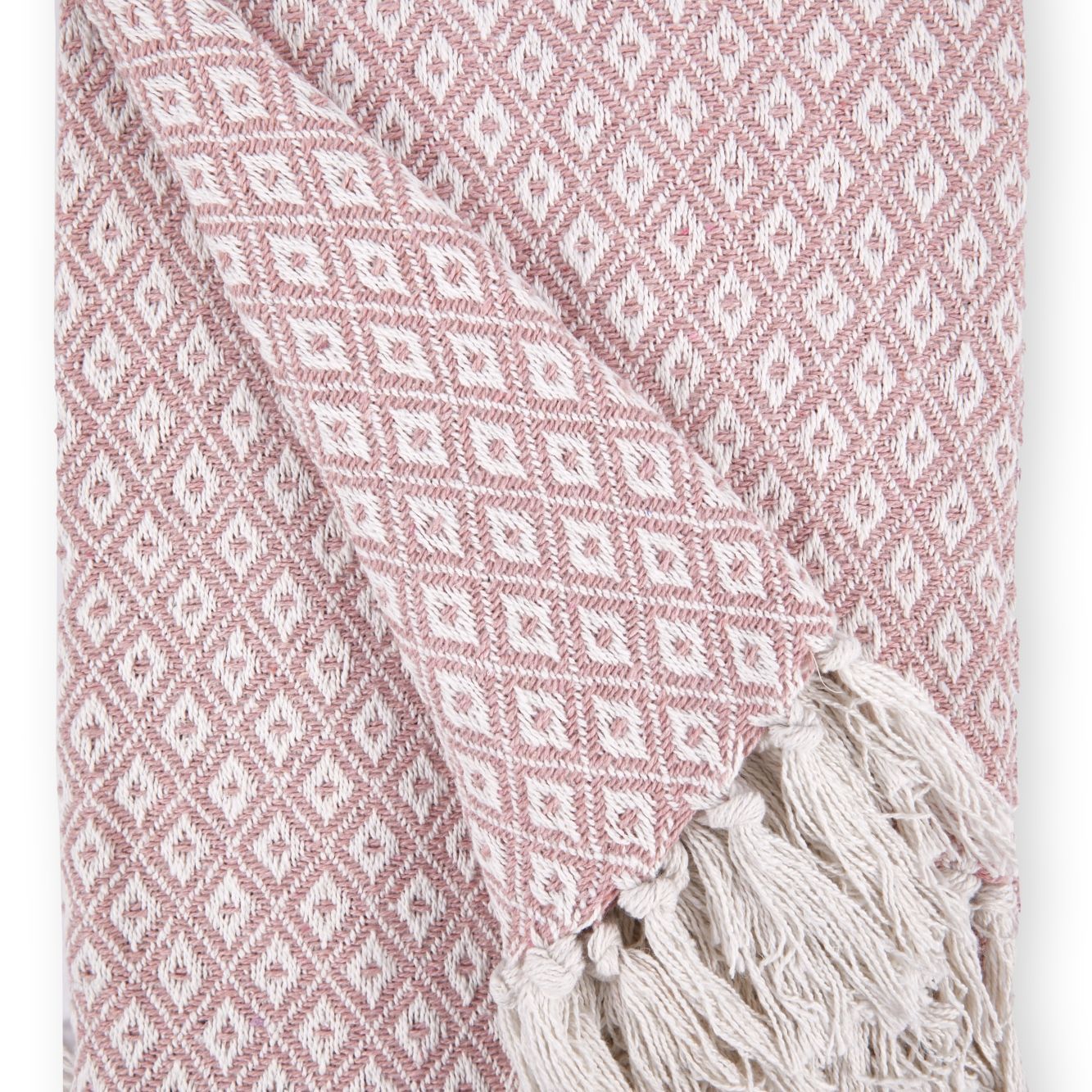 Casablanca Blush Pink Scandi Woven Recycled Cotton Throw