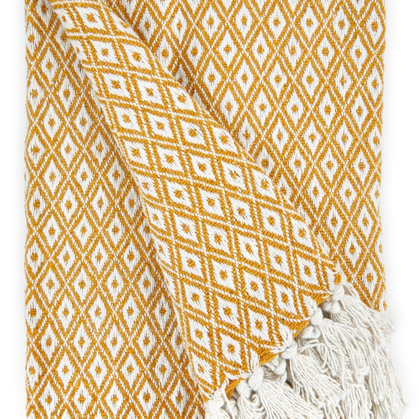 Casablanca Ochre Scandi Woven Recycled Cotton Throw