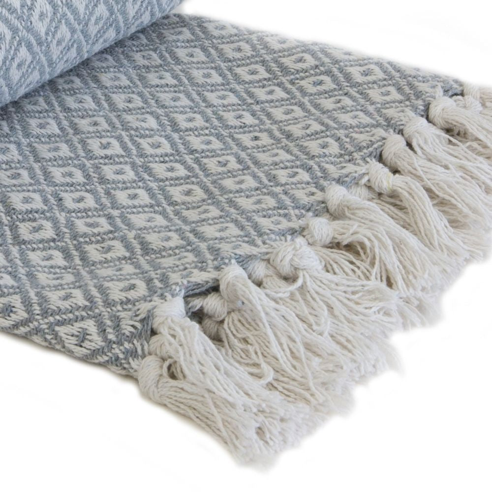 Casablanca Silver Scandi Woven Recycled Cotton Throw