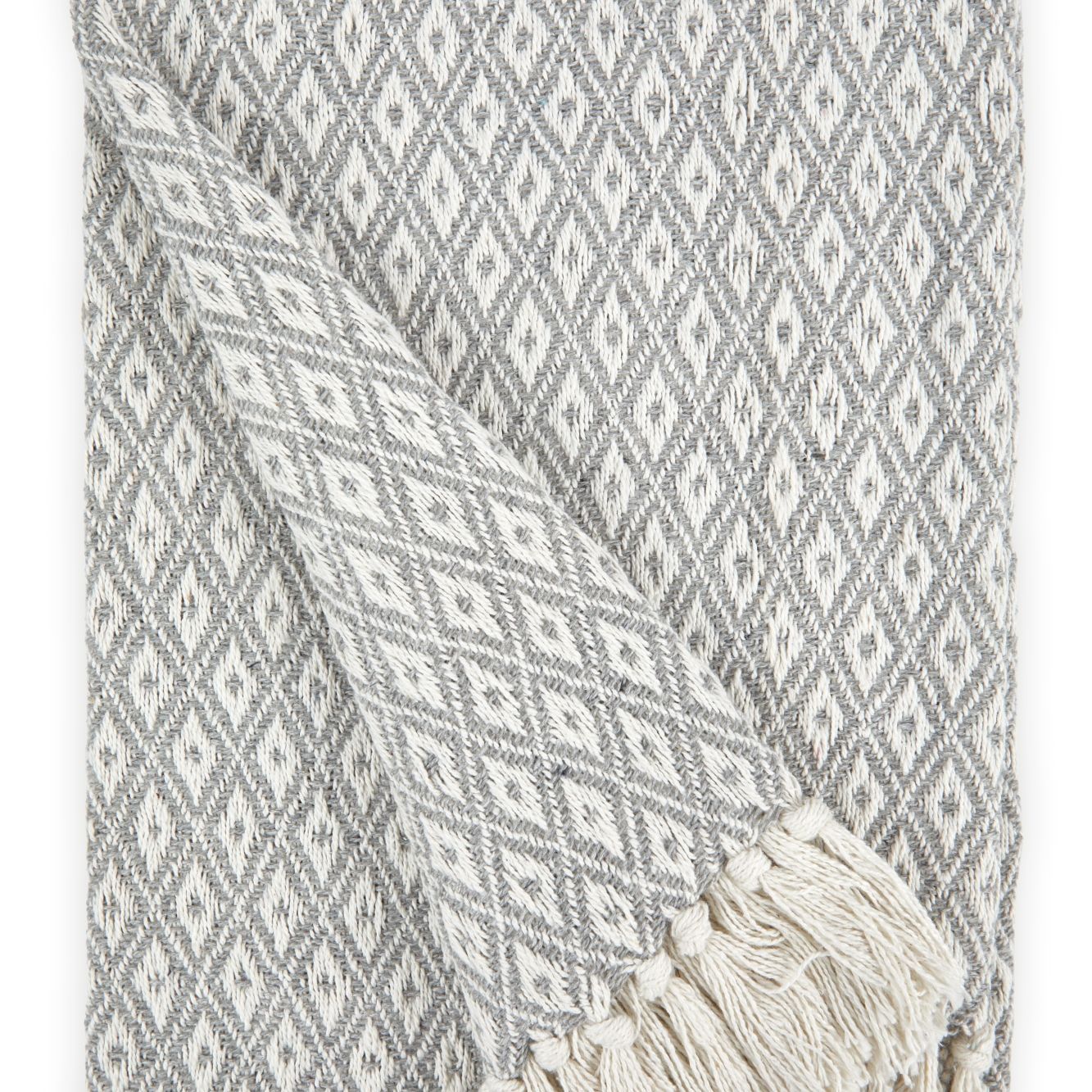 Casablanca Silver Scandi Woven Recycled Cotton Throw