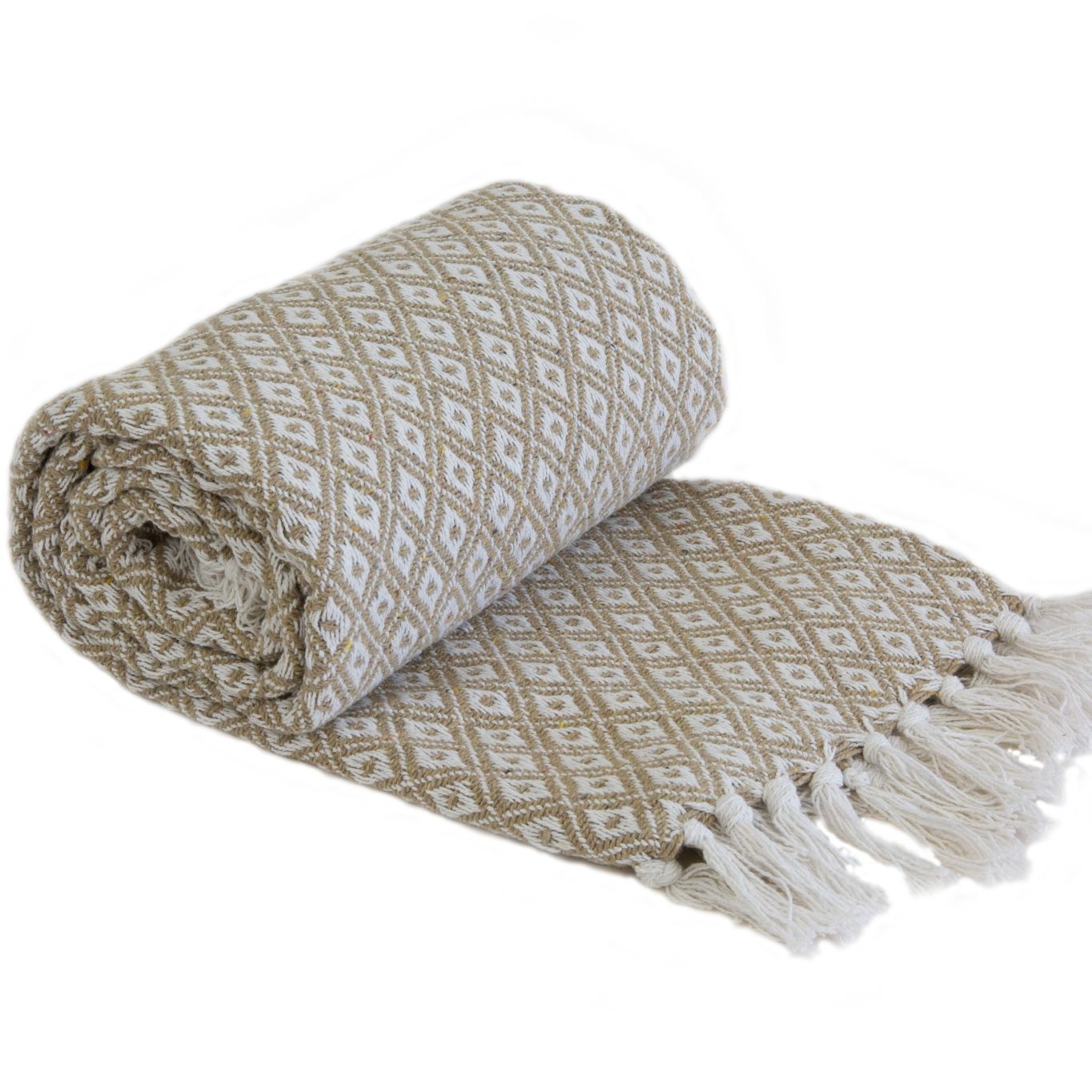 Casablanca Taupe Scandi Woven Recycled Cotton Throw