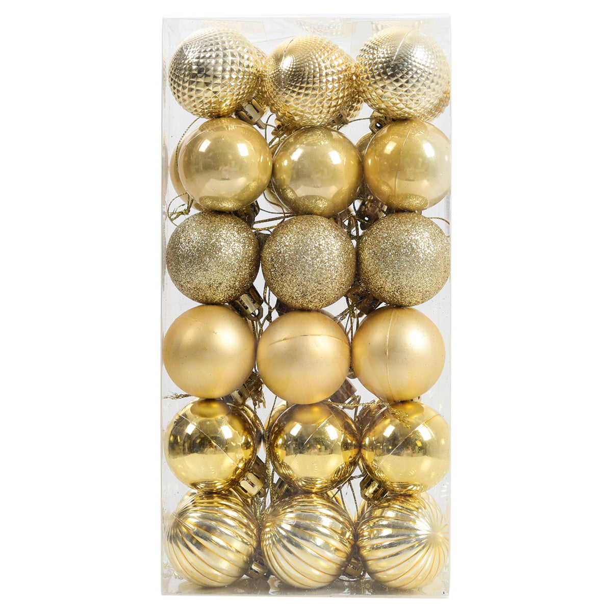 Gold Christmas Baubles 36 Pack