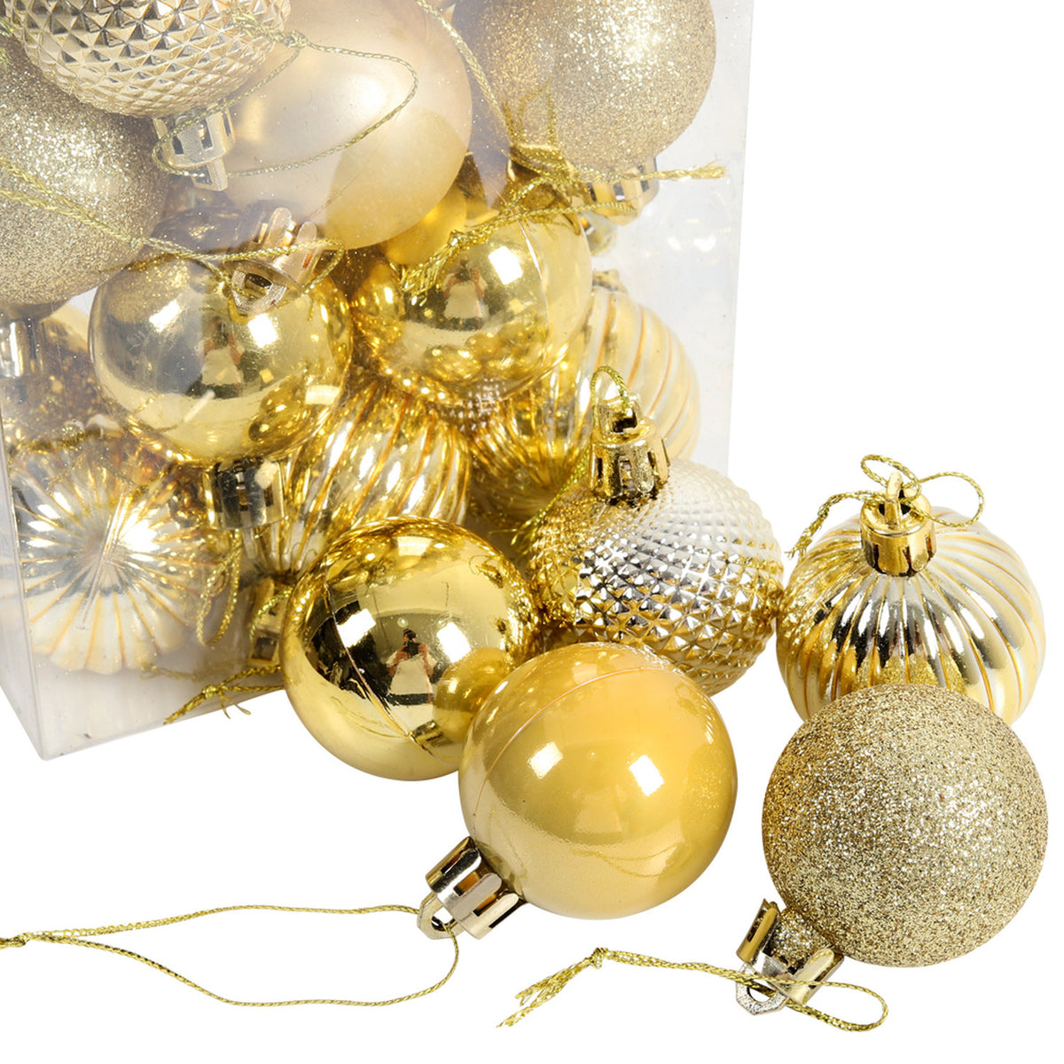 Gold Christmas Baubles 36 Pack