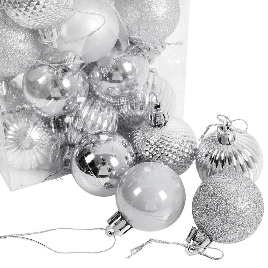 Silver Christmas Baubles 36 Pack