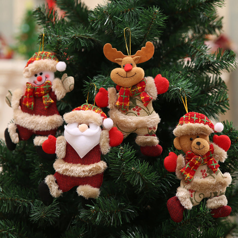 Snowman Santa Claus Christmas Tree Ornament 4 Pack
