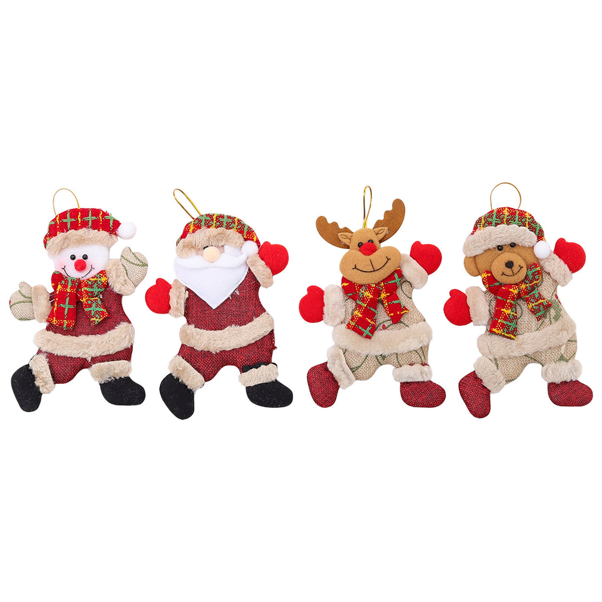 Snowman Santa Claus Christmas Tree Ornament 4 Pack