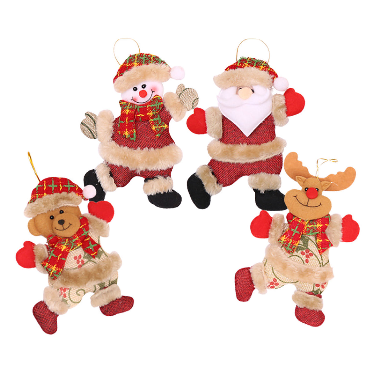Snowman Santa Claus Christmas Tree Ornament 4 Pack