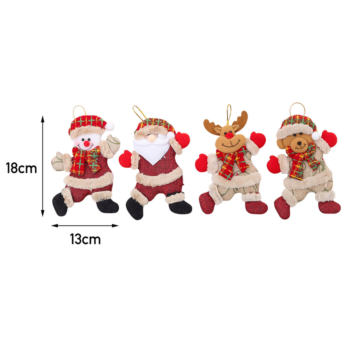 Snowman Santa Claus Christmas Tree Ornament 4 Pack
