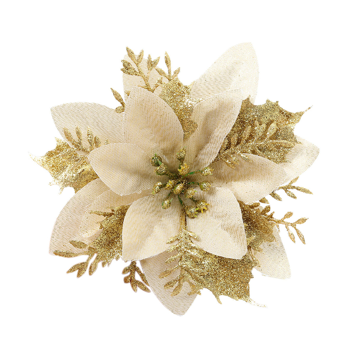 Gold Christmas Flowers Ornament 24 Pack