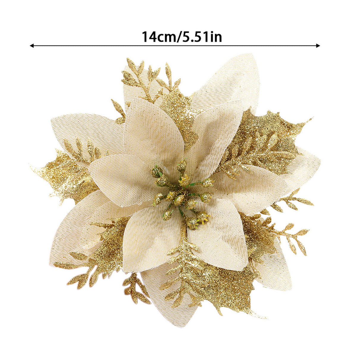 Gold Christmas Flowers Ornament 24 Pack