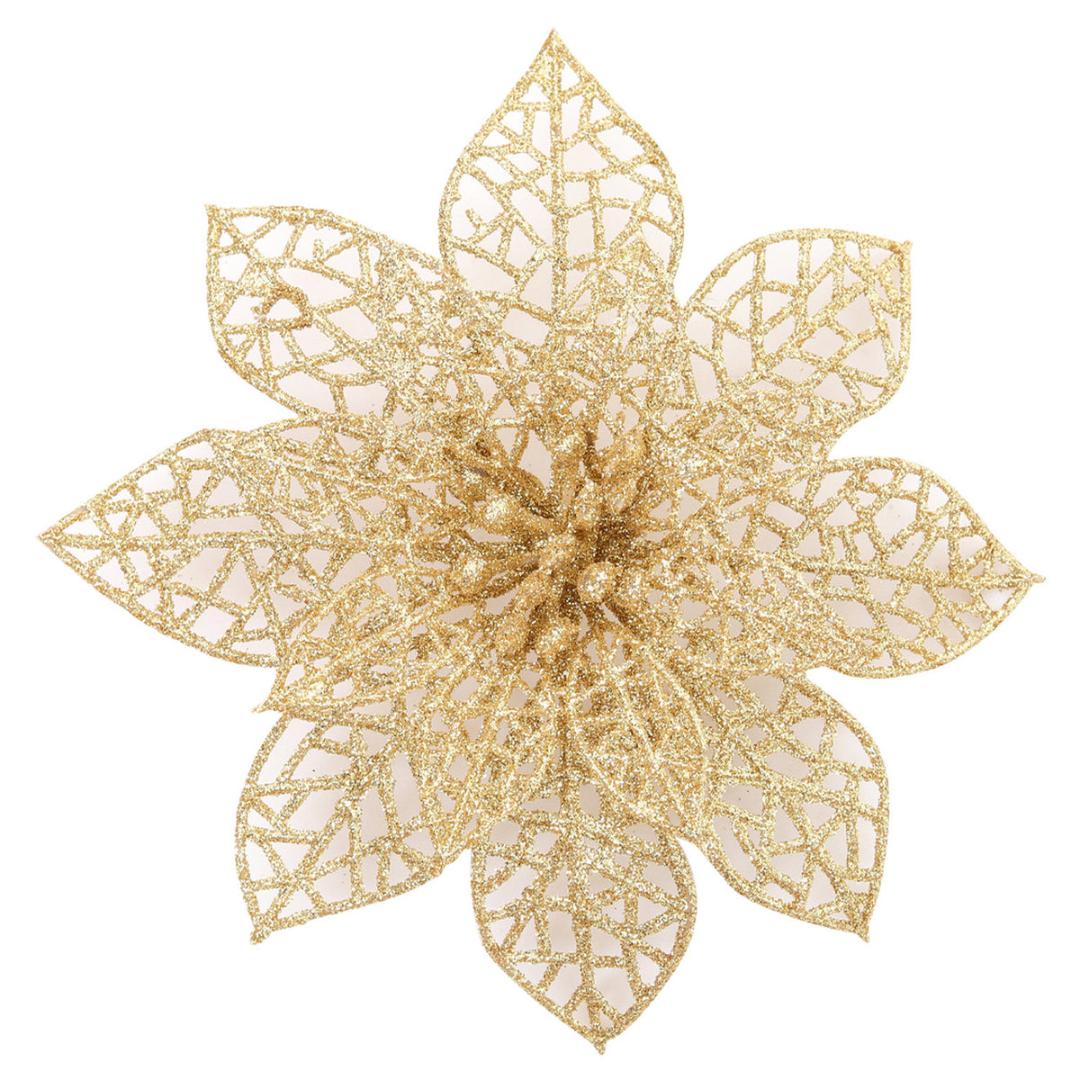 Gold Christmas Flowers Ornament 30 Pack