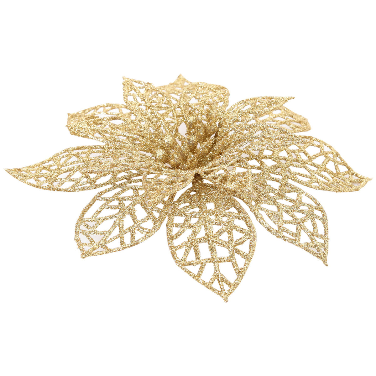 Gold Christmas Flowers Ornament 30 Pack
