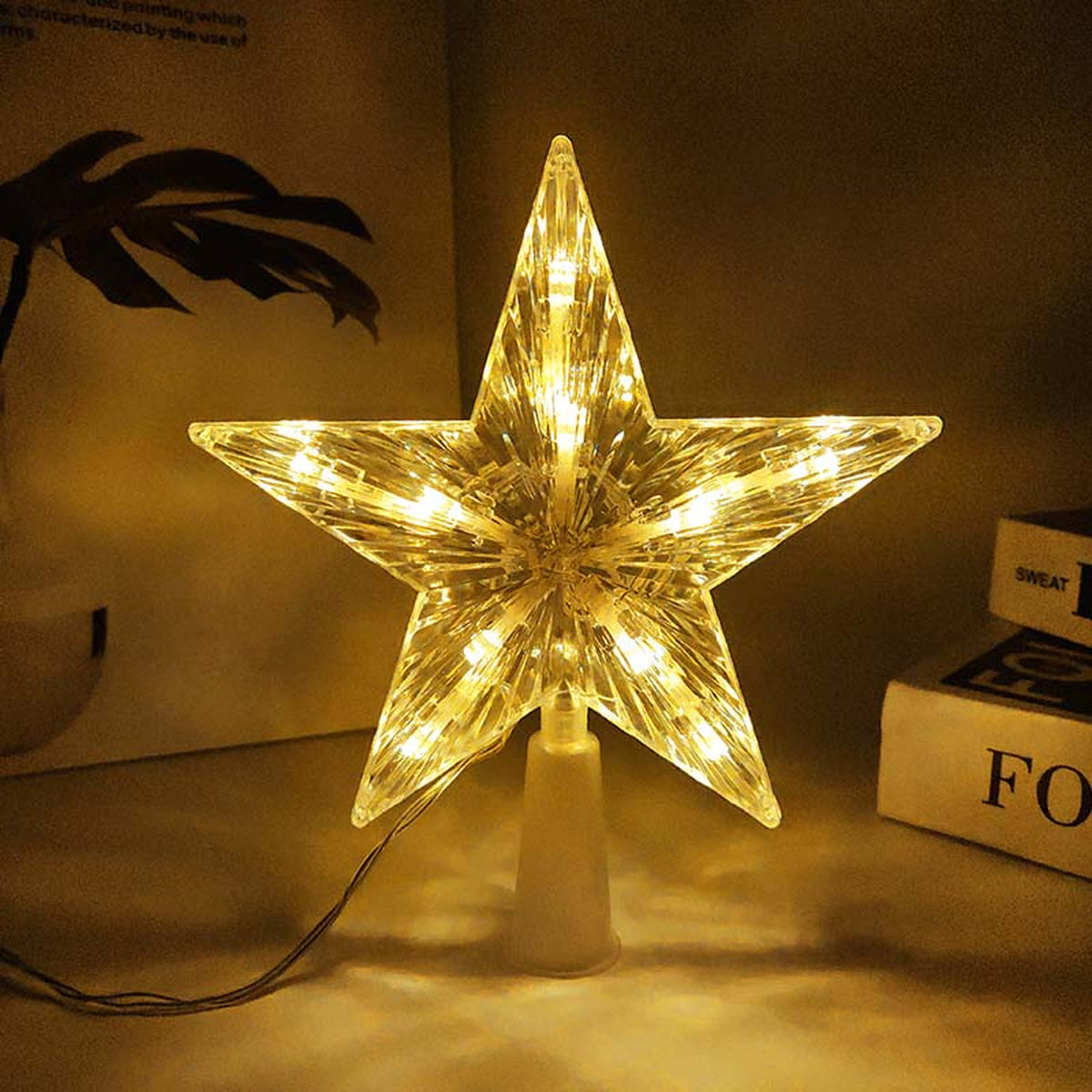 Warm White LED Star Christmas Tree Topper 18cm