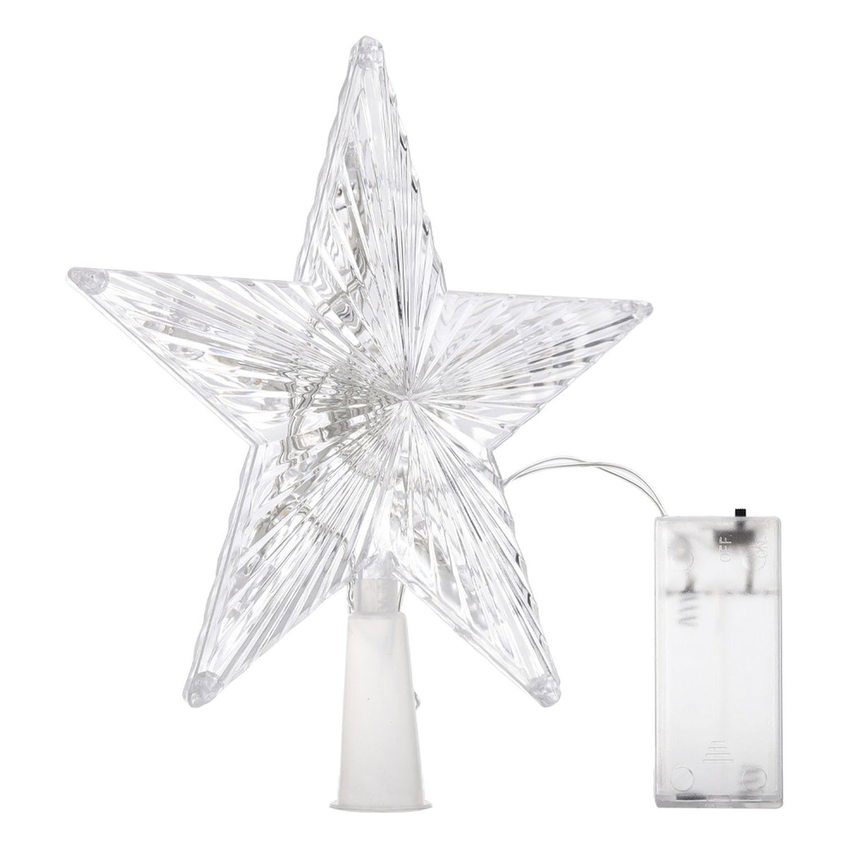 Warm White LED Star Christmas Tree Topper 18cm