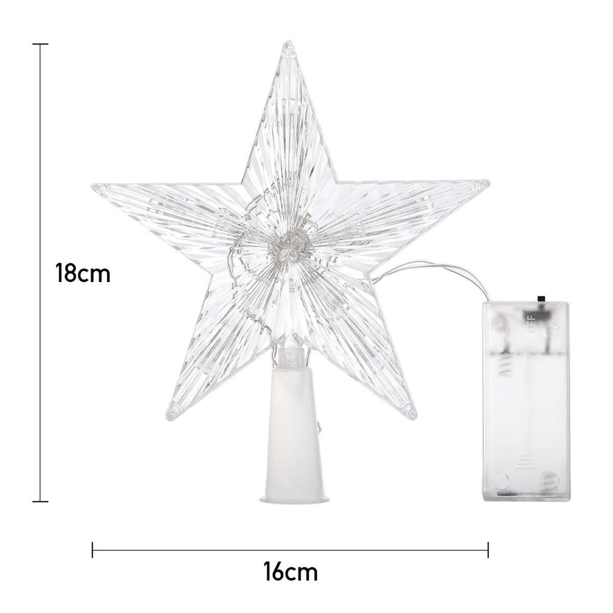 Warm White LED Star Christmas Tree Topper 18cm