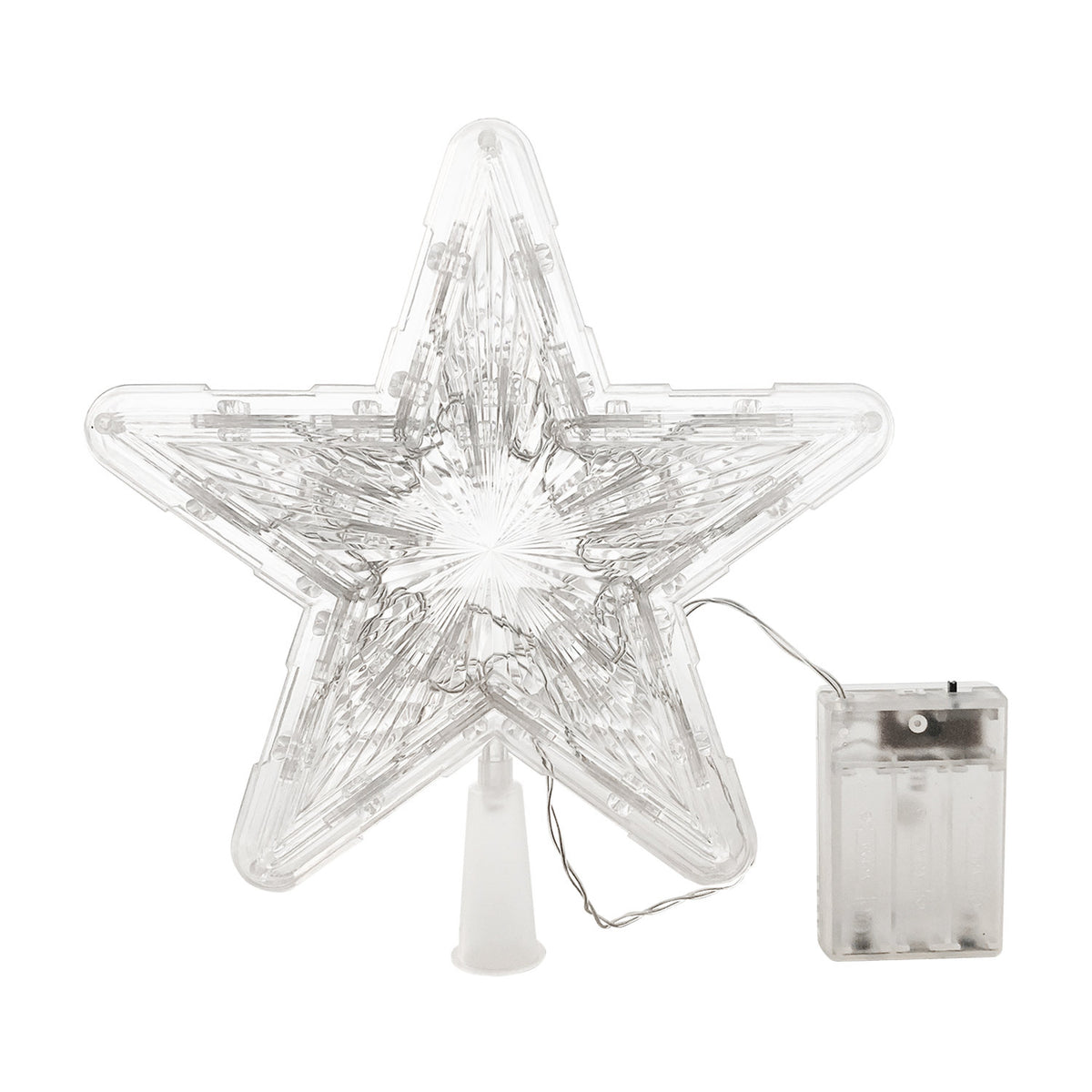 Warm White LED Star Christmas Tree Topper 24cm