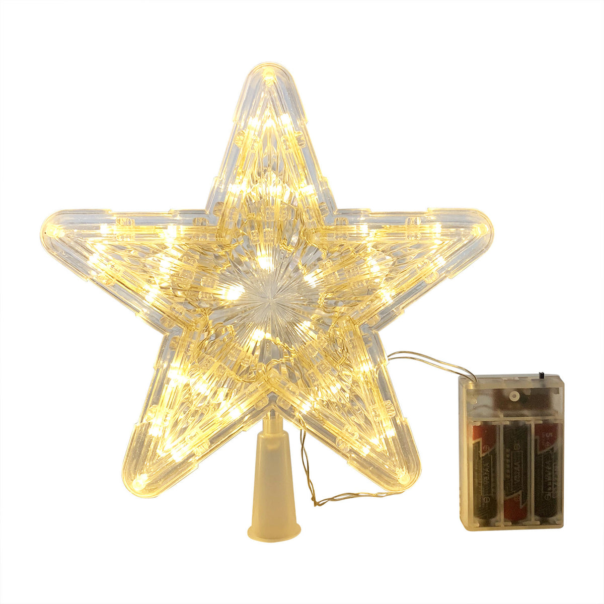 Warm White LED Star Christmas Tree Topper 24cm