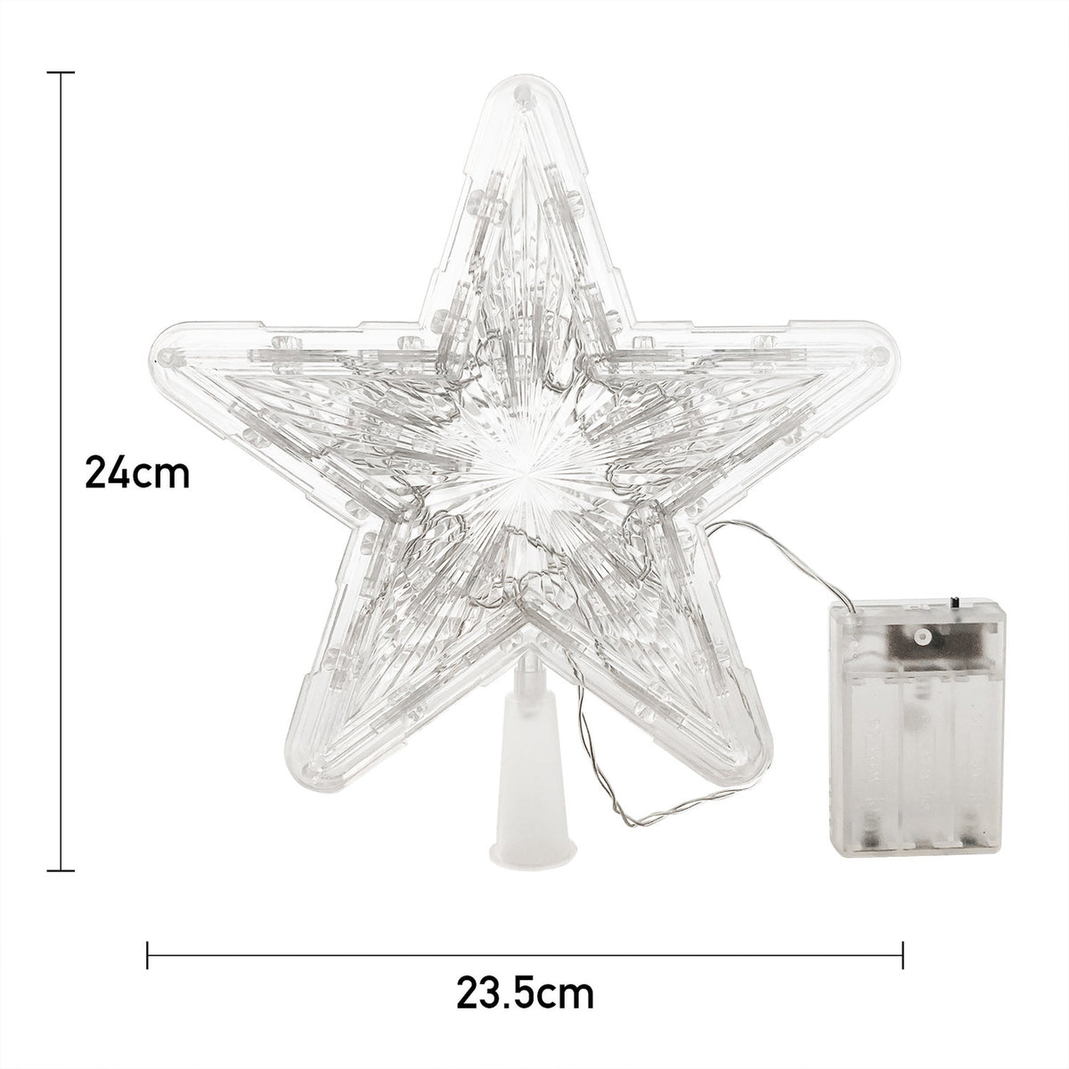Warm White LED Star Christmas Tree Topper 24cm