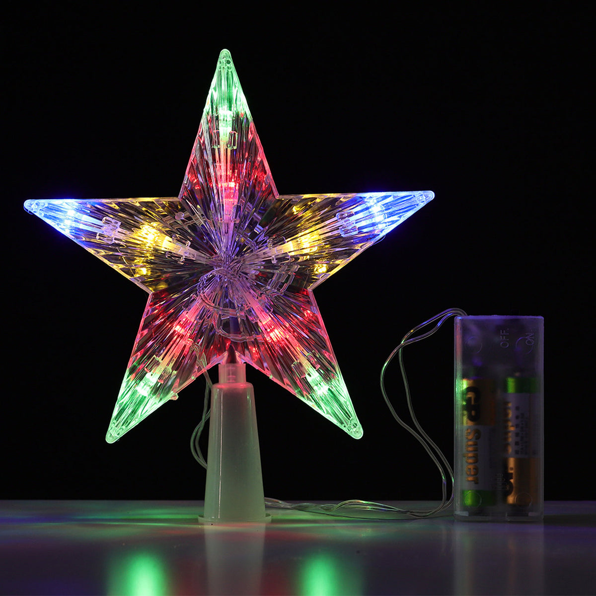 LED Colourful Star Christmas Tree Topper 18cm