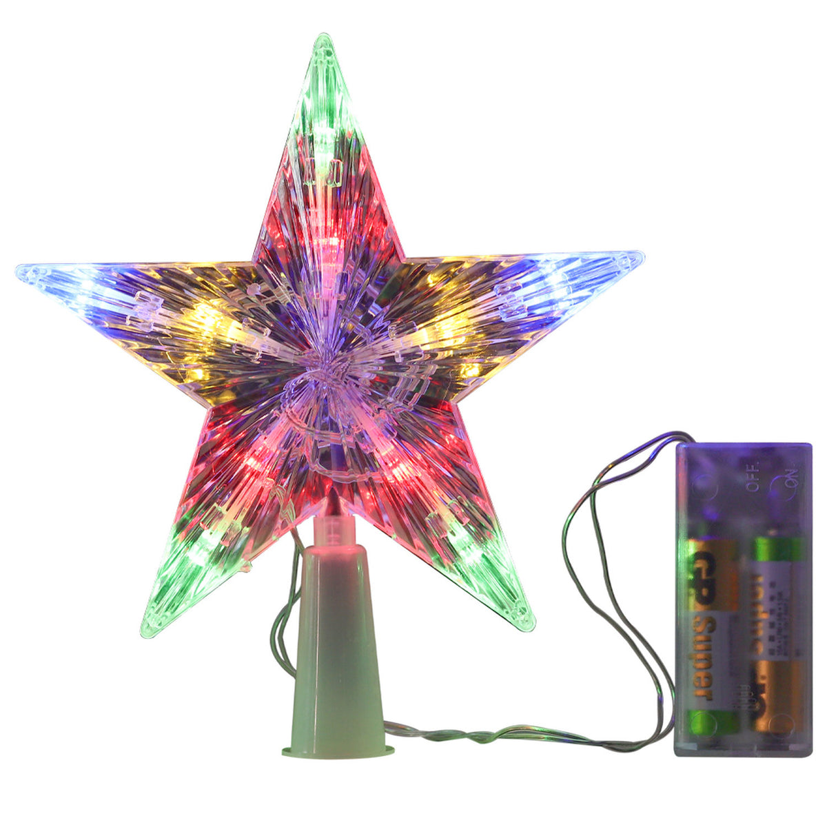 LED Colourful Star Christmas Tree Topper 18cm