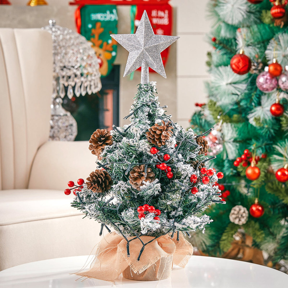 Tabletop Christmas Tree Pre-Lit with Star Topper