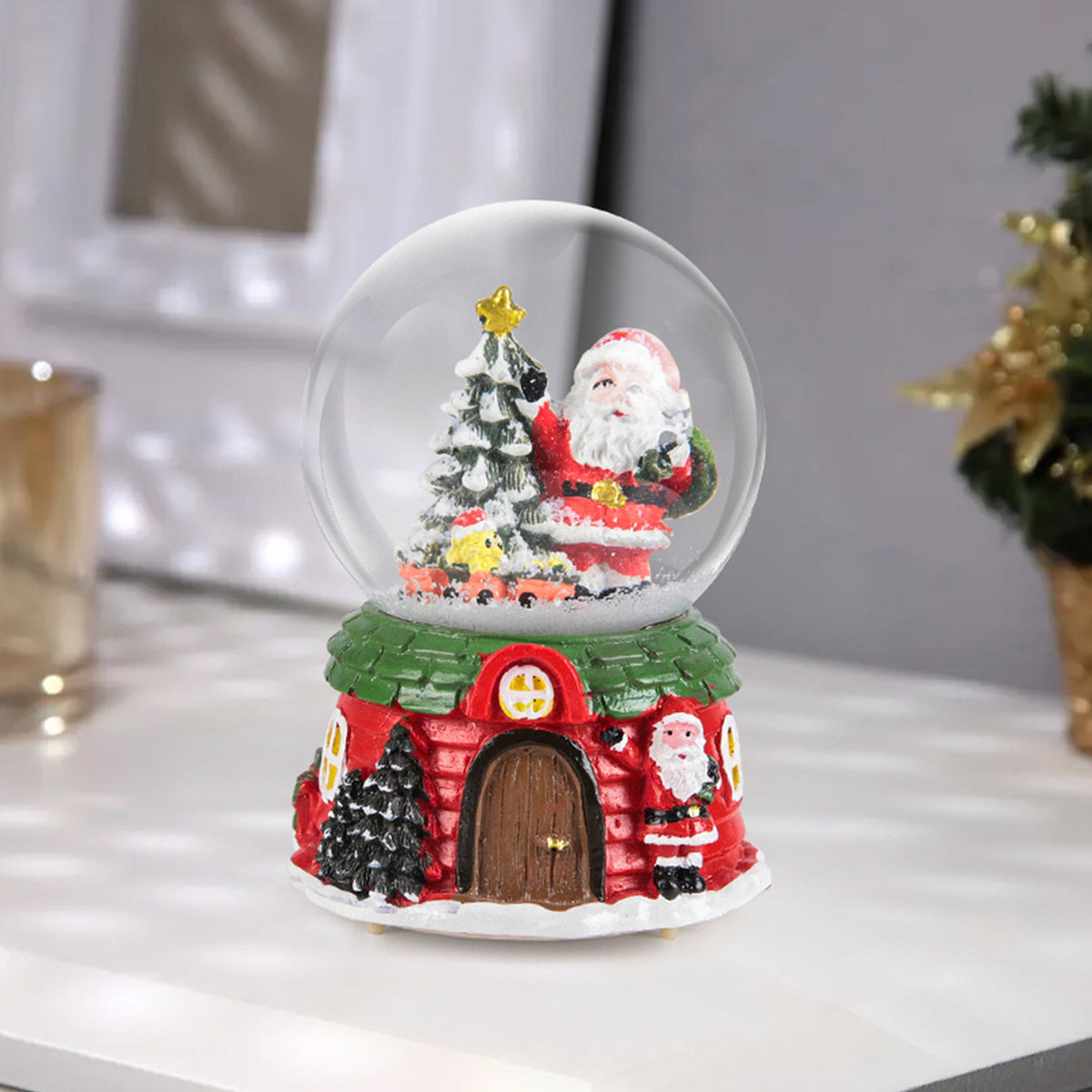 Father Christmas Music Snow Globe Ornament