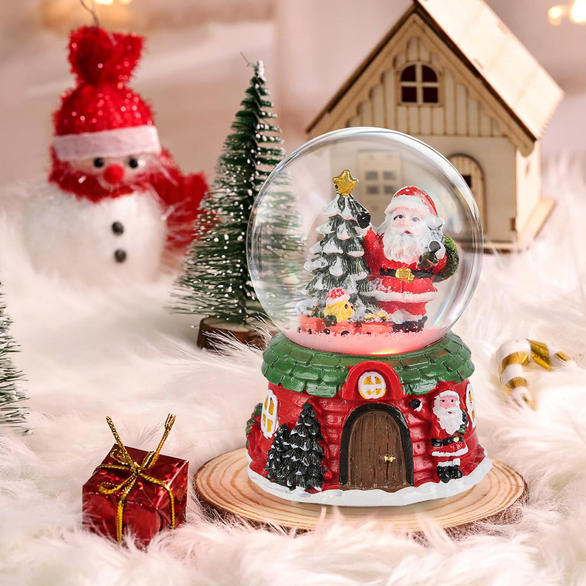 Father Christmas Music Snow Globe Ornament