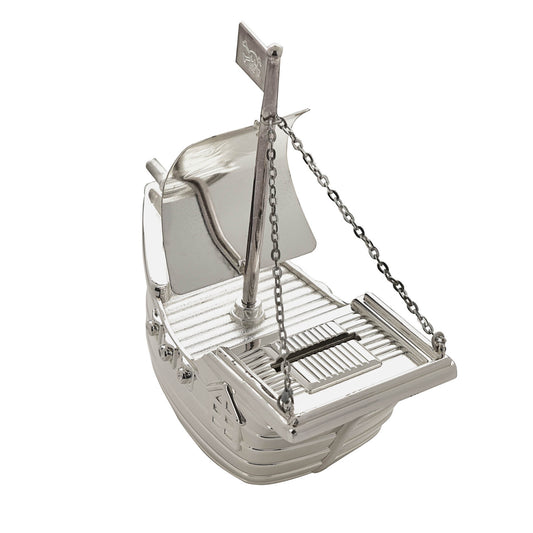 Bambino Silver Plated Money Box Pirate Ship