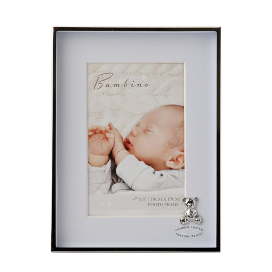 Bambino Teddy Silver with Blue Mount Frame Photo Frame (4x6)