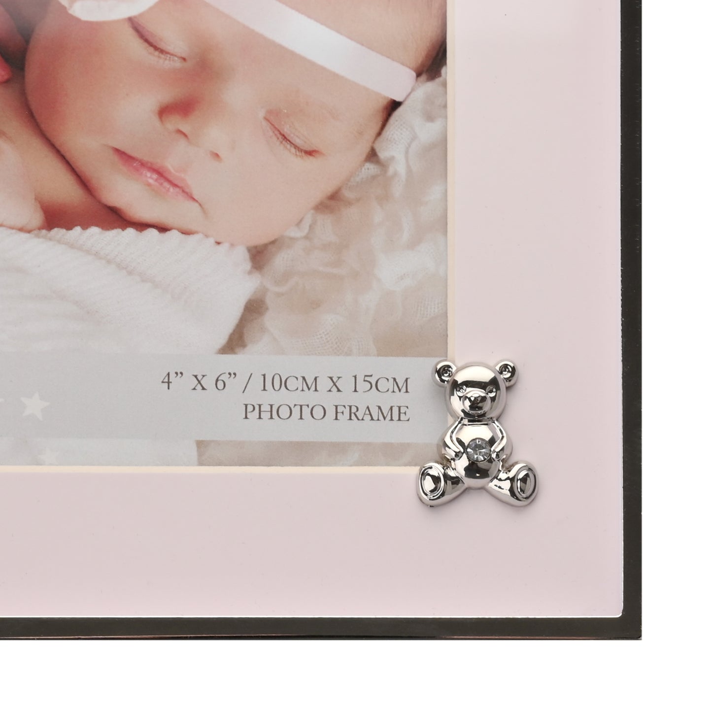 Bambino Pink & Silver Teddy Photo Frame (4"x6")