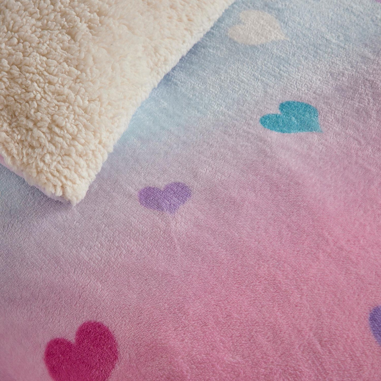 Ombre Heart Cosy Plush Fleece Duvet Set