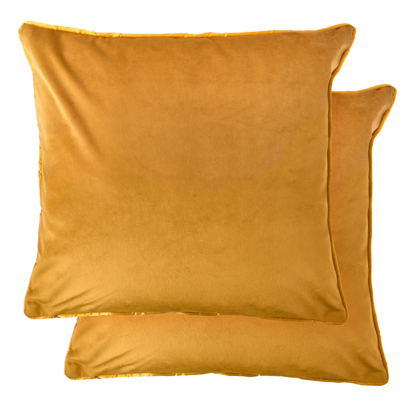 Chelsea Ochre Yellow Velvet Cushion Cover Pair (43cm x 43cm)