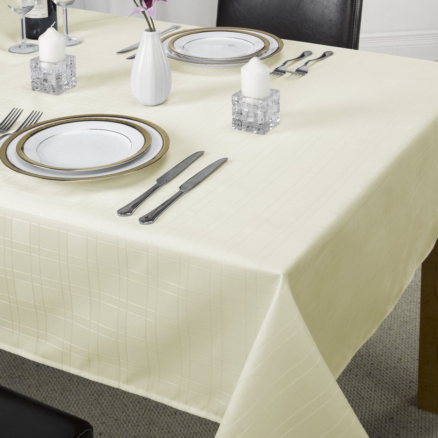 Chequers Cream Jacquard Table Cloth