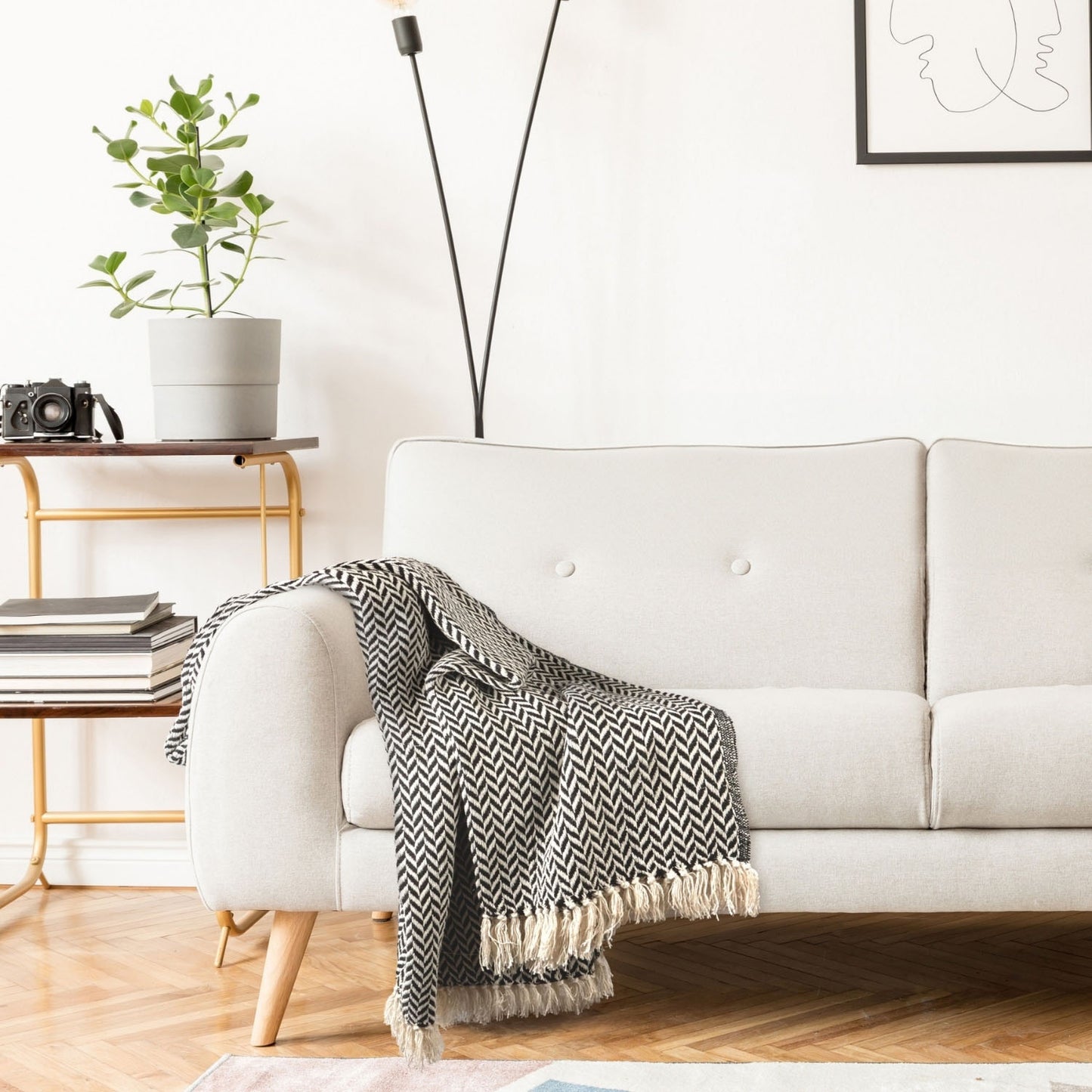Cherokee Black Scandi Woven Recycled Cotton Throw