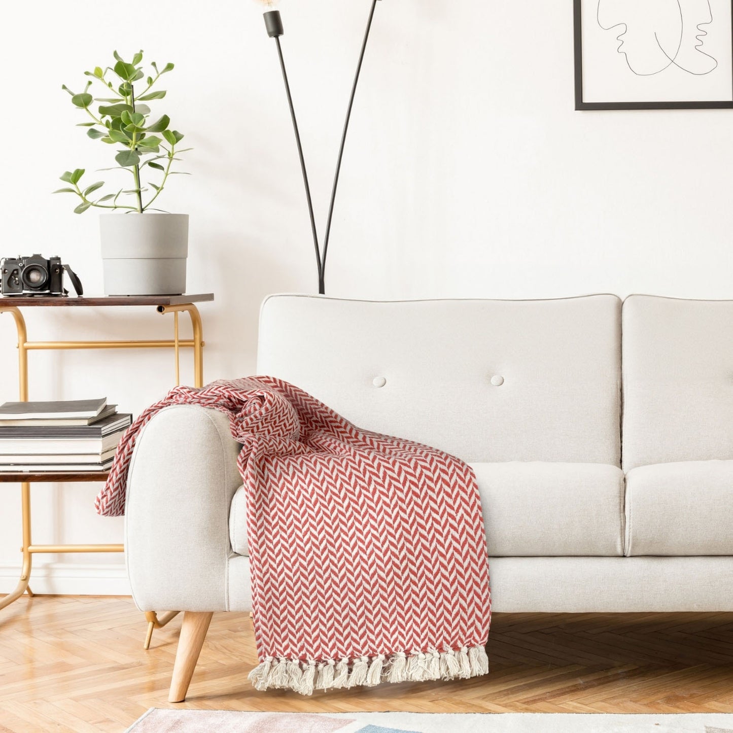 Cherokee Orange Scandi Woven Recycled Cotton Throw