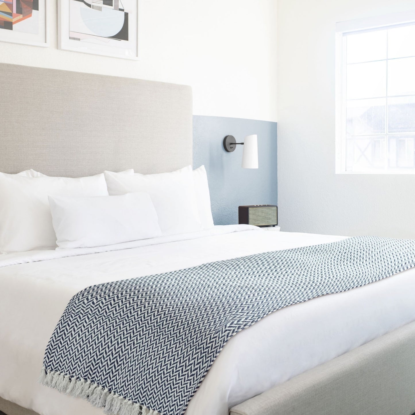 Cherokee Navy Scandi Woven Recycled Cotton Throw