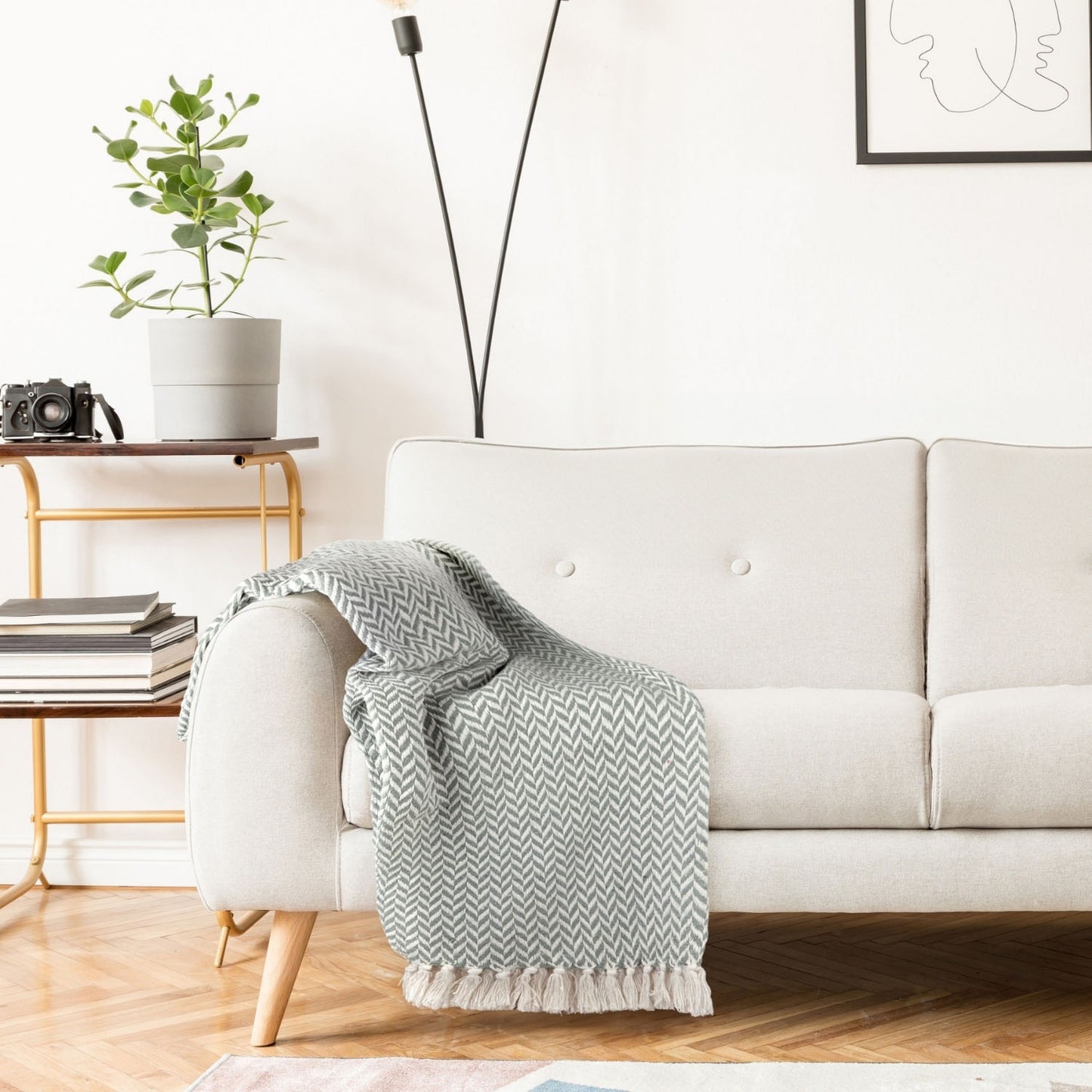 Cherokee Silver Scandi Woven Recycled Cotton Throw