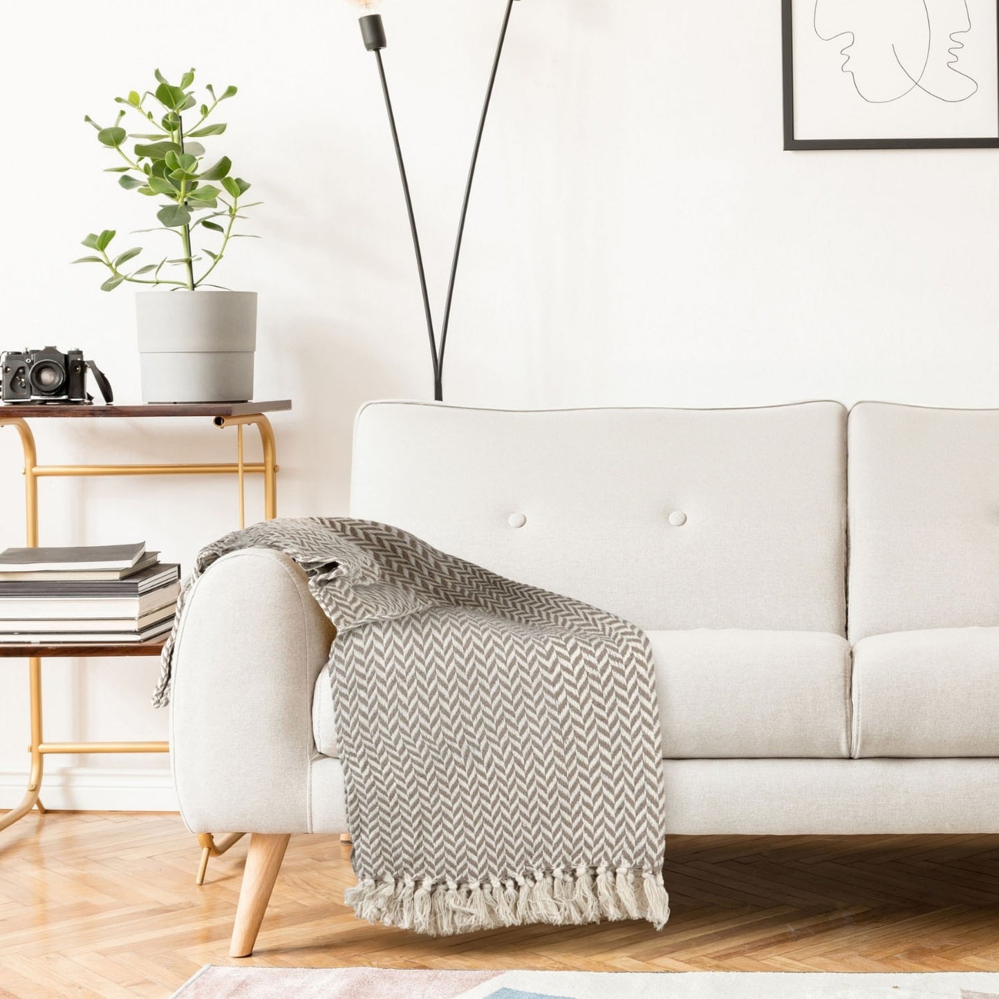 Cherokee Taupe Scandi Woven Recycled Cotton Throw