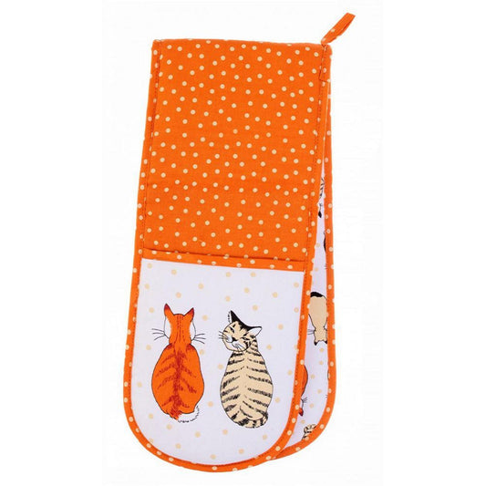 Cats In Waiting Orange Cotton Double Oven Glove