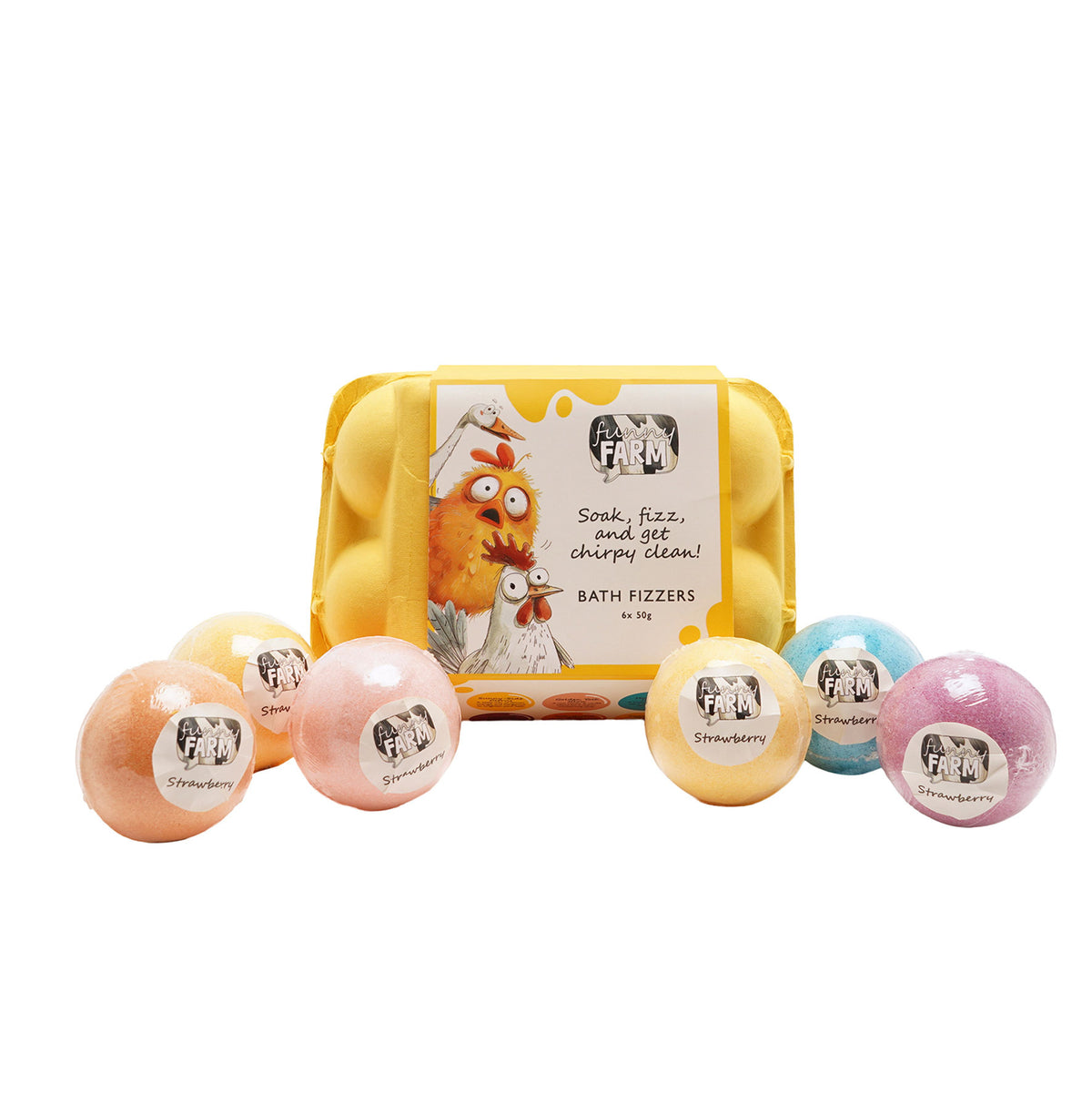 The Funny Farm Bath Fizzers in an Egg Box Chirpy Clean